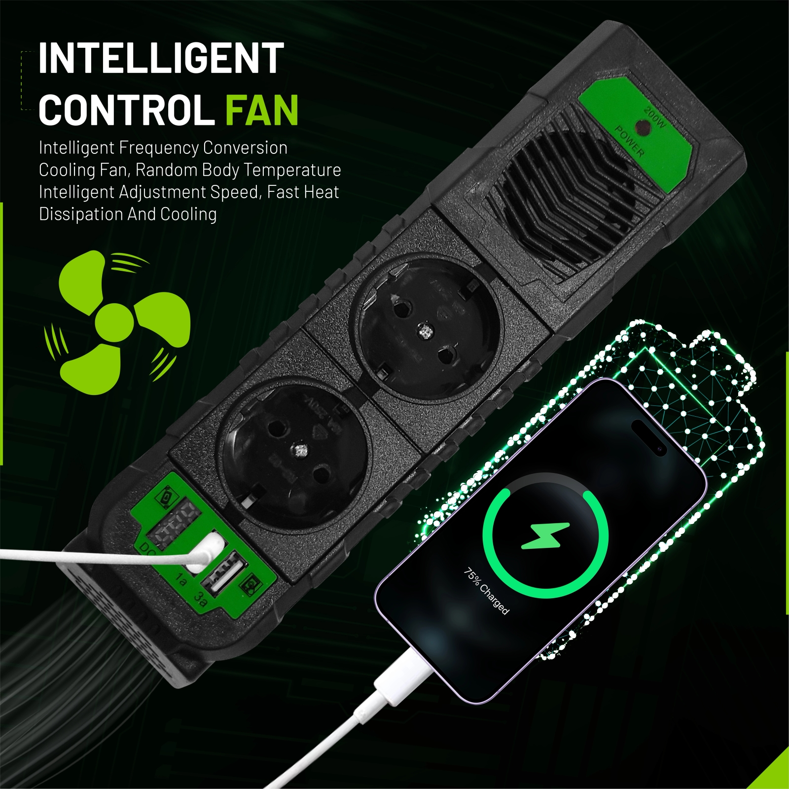 EcoLine - Car Inverter 12V To 220V230V - 200W power strip  socket for the car with 2x USB (7).jpg