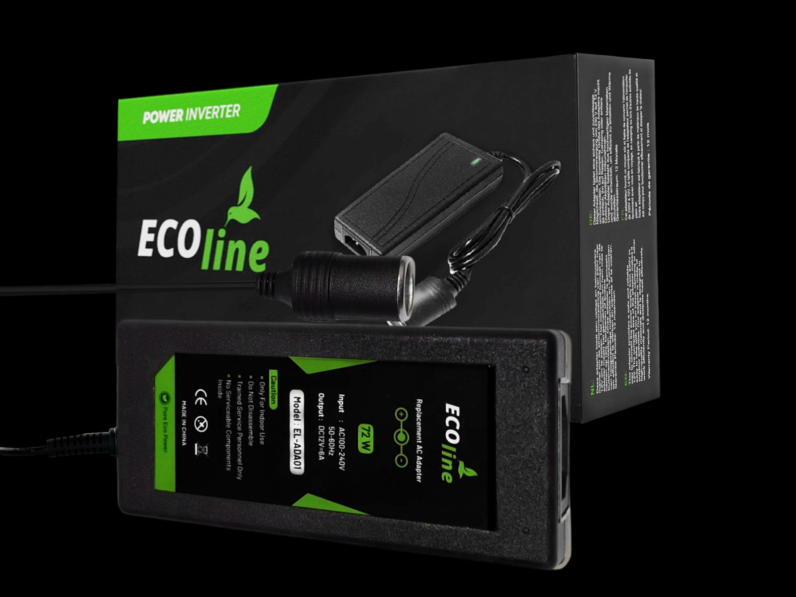 EcoLine - Adapter 230V naar 12V aansluiting 72W - Omvormer AC naar DC - voor Koelbox - zwart (6).png