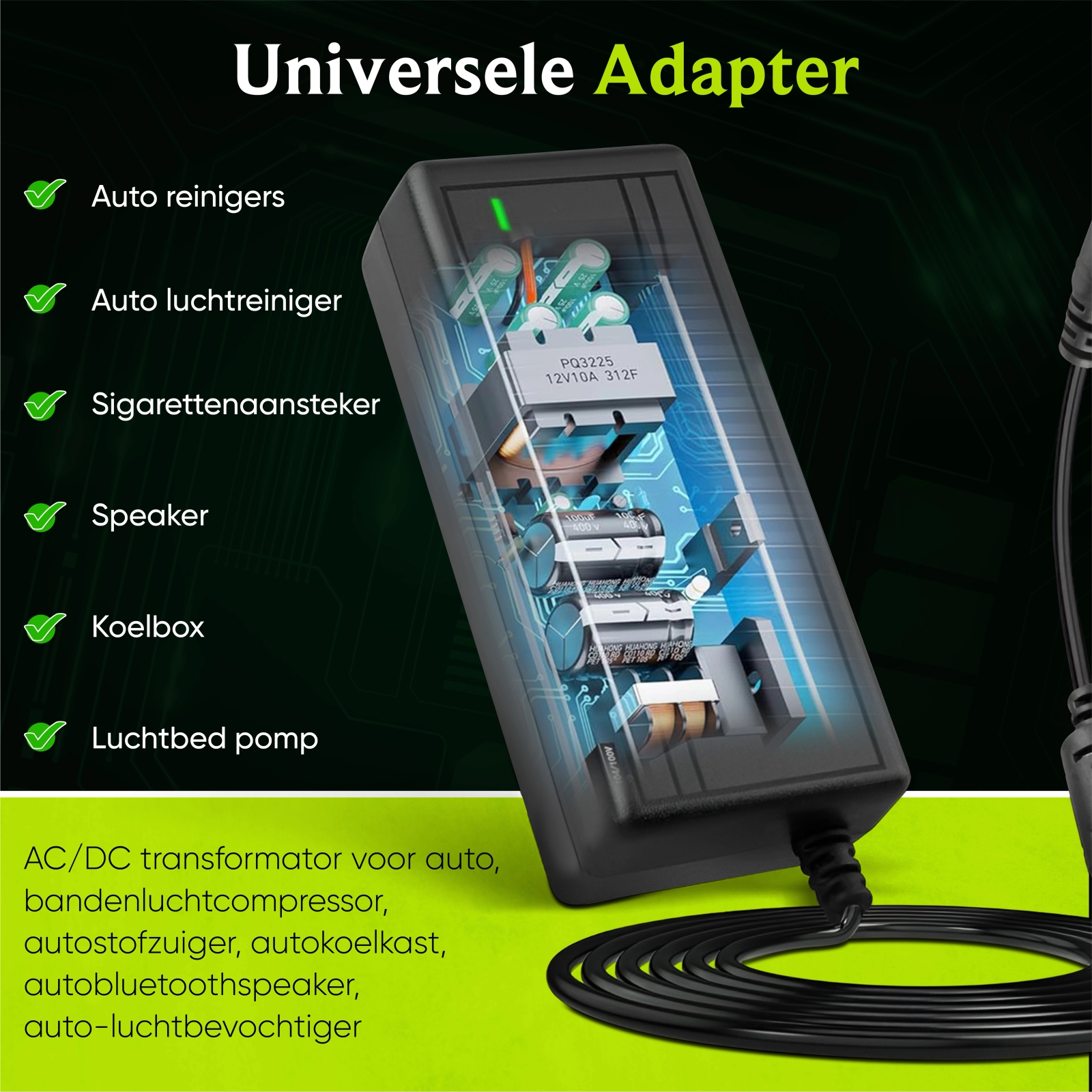 EcoLine - Adapter 230V naar 12V aansluiting 72W - Omvormer AC naar DC - voor Koelbox - zwart (4).jpg