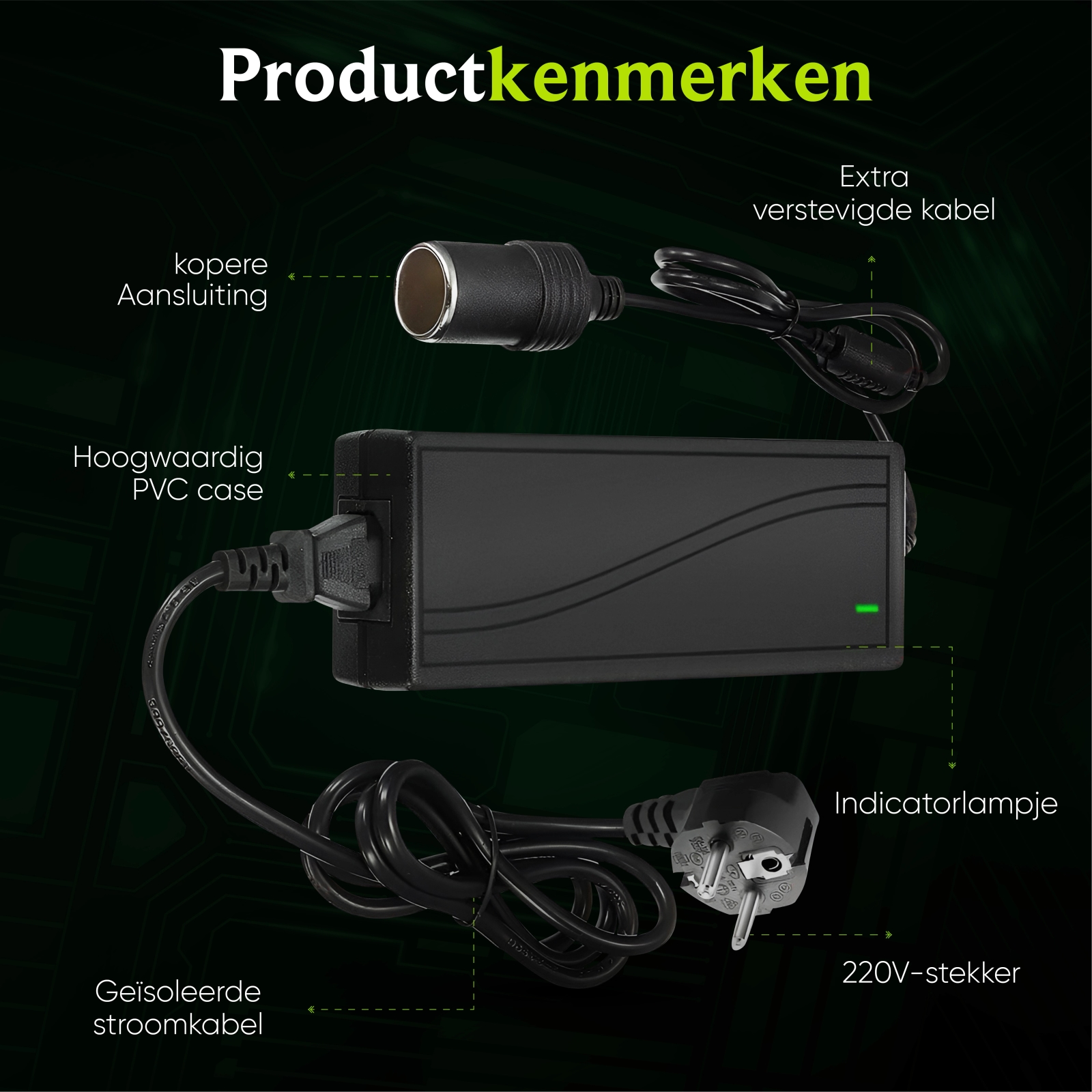 EcoLine - Adapter 230V naar 12V aansluiting 72W - Omvormer AC naar DC - voor Koelbox - zwart (5).jpg