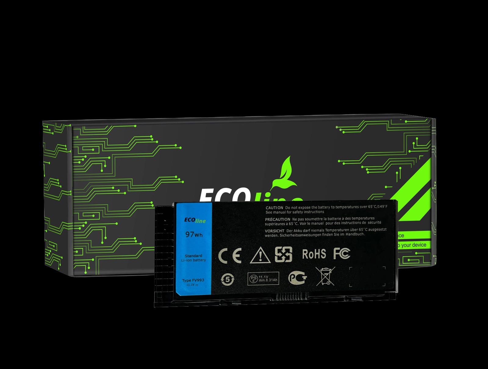 EcoLine - FV993 Akku kompatibel mit Dell Precision M4600 M4700 M4800 M6600 M6700 / 11,1 V 4400 mAh