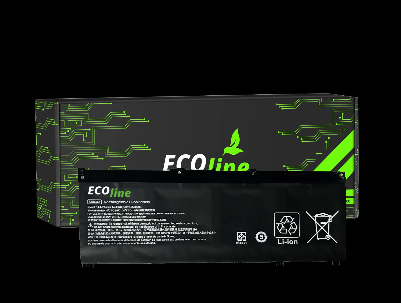 EcoLine - SR03XL Akku kompatibel mit dem HP Omen 15 15-DC 17 17-CB 17-CB0006NW 17-CB0014NW Pavilion Gaming 17 17-CD 17-CD0014NW / 11,55 V 4000 mAh