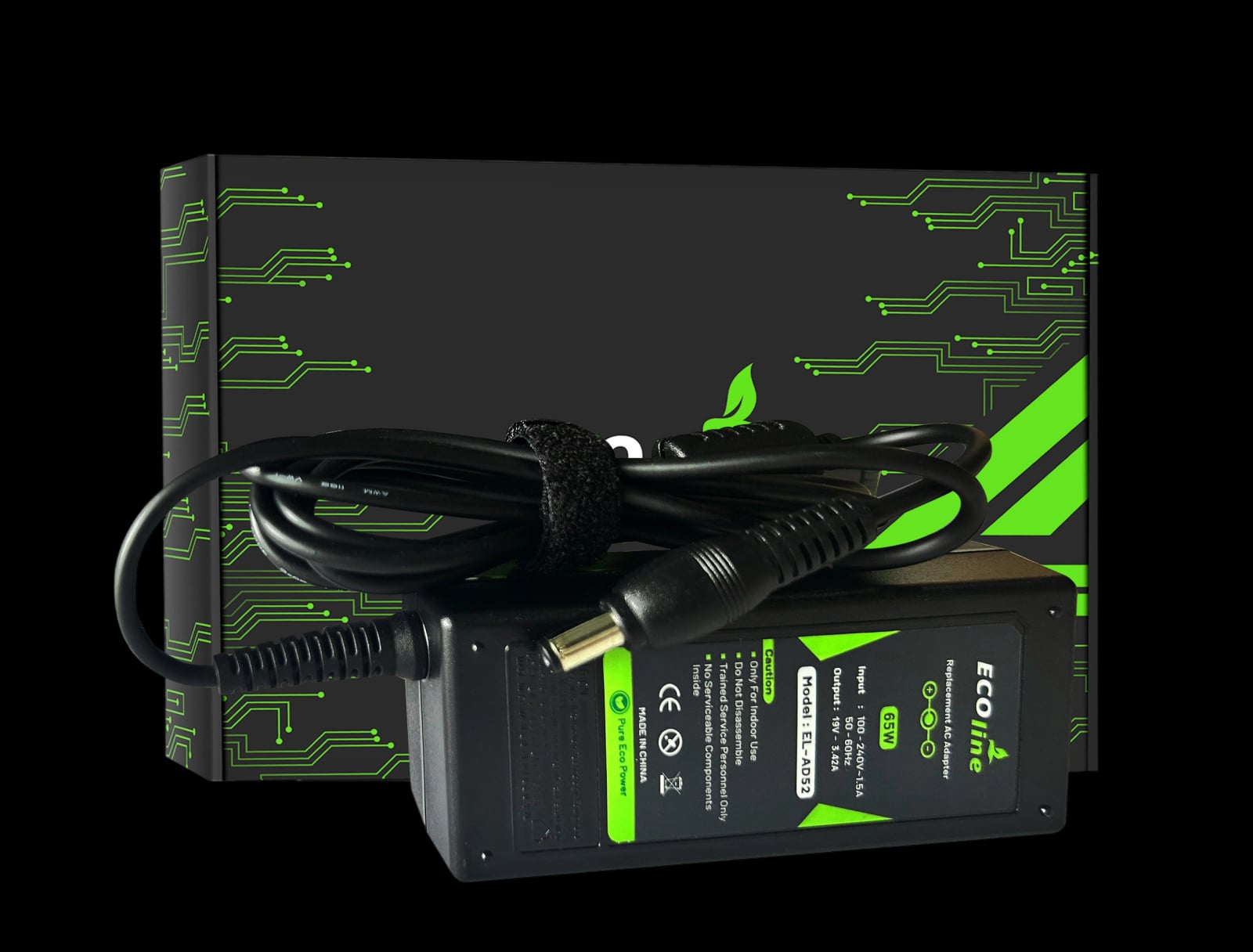 EcoLine – Ladegerät/AC-Adapter – kompatibel mit Toshiba Satellite C650 C660D L750 Asus X550C X550V R510 Lenovo G530 – 19 V 3,42 A 65 W
