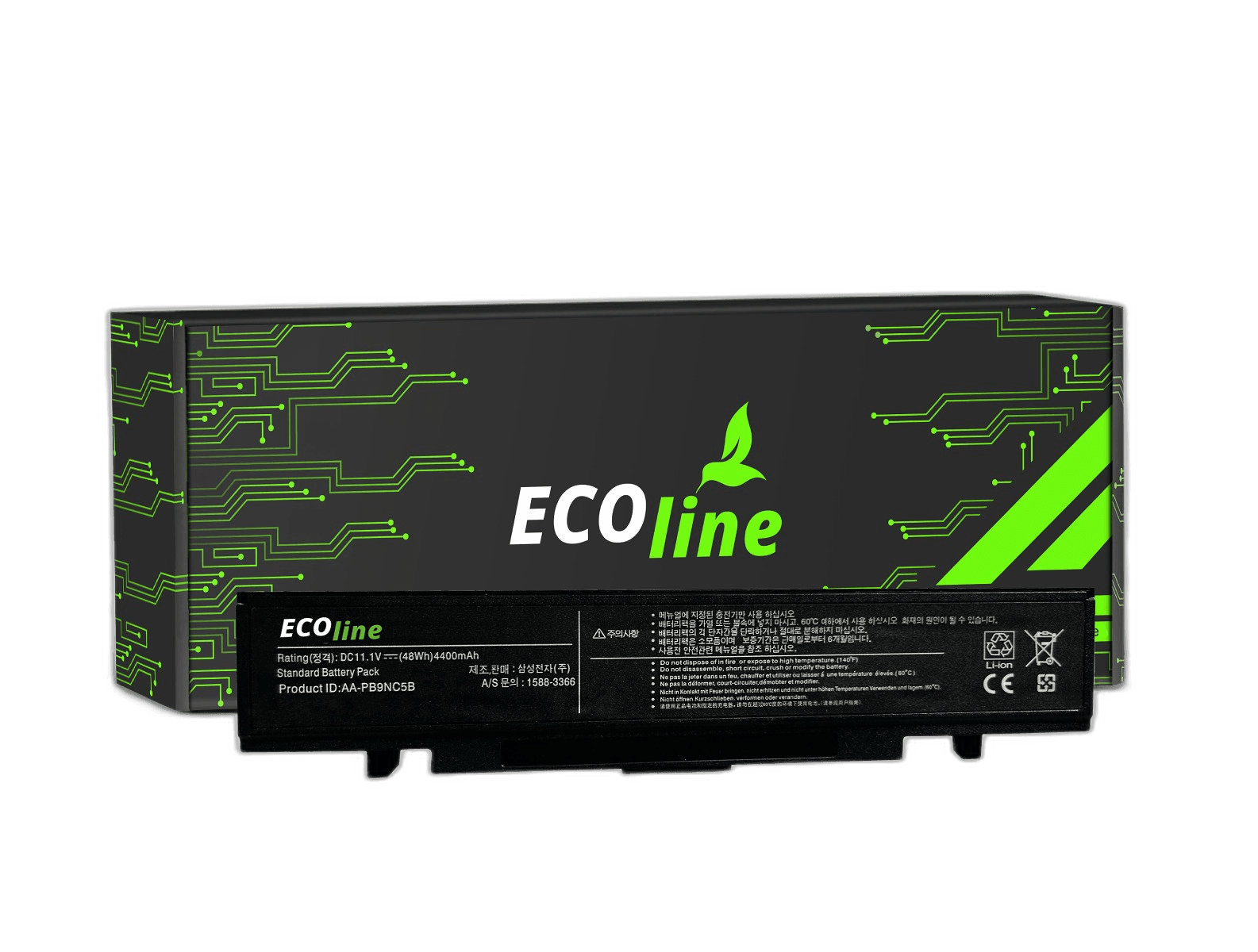 EcoLine - AA-PB9NC6B AA-PB9NS6B Akku kompatibel mit Samsung R519 R522 R530 R540 R580 R620 R719 R780 (schwarz) / 11,1V 4400mAh