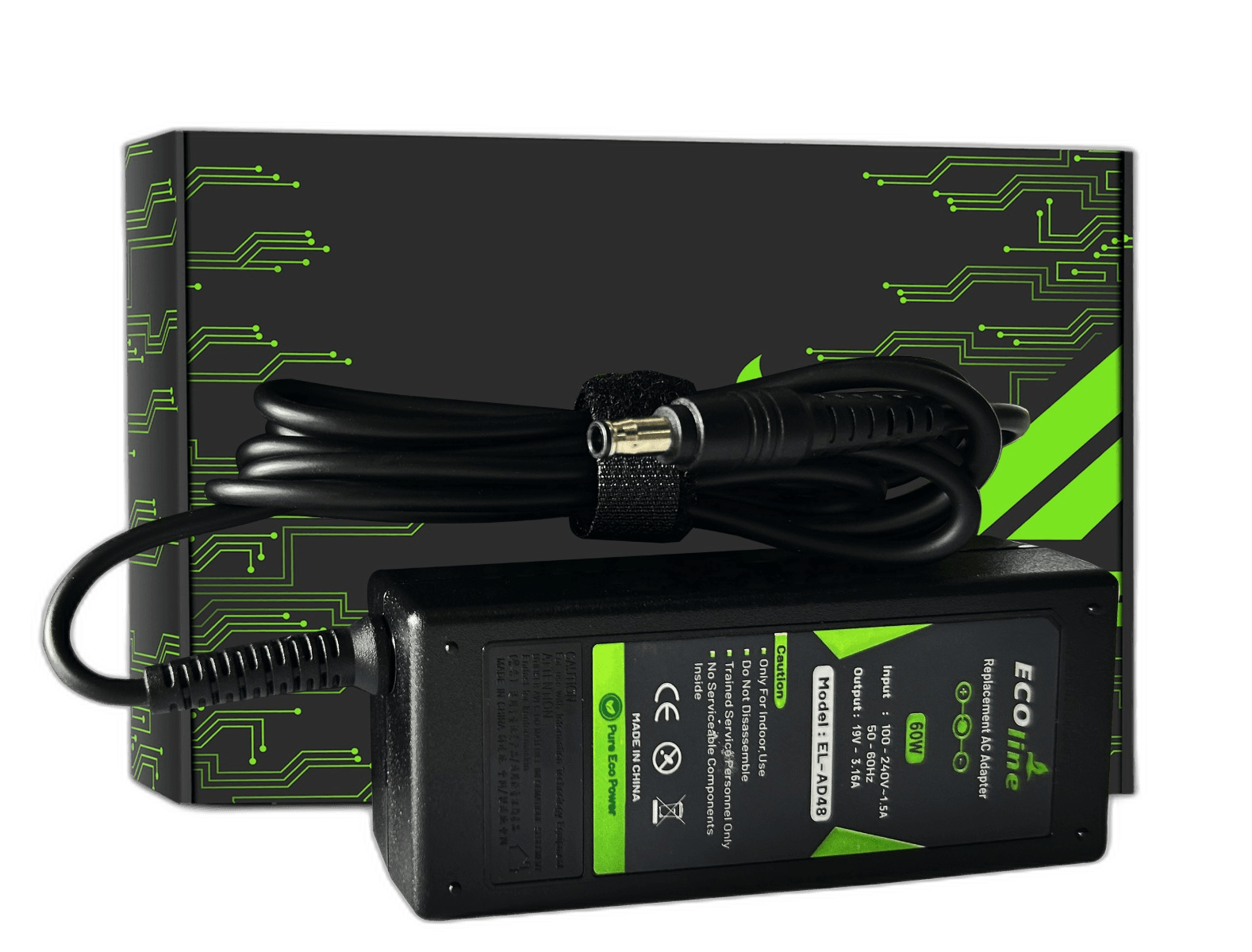 EcoLine – Ladegerät/AC-Adapter – kompatibel mit Samsung R519 R719 RV510 NP270E5E NP275E5E NP300E5A NP300E5E NP300E5C – 19 V, 3,16 A, 60 W