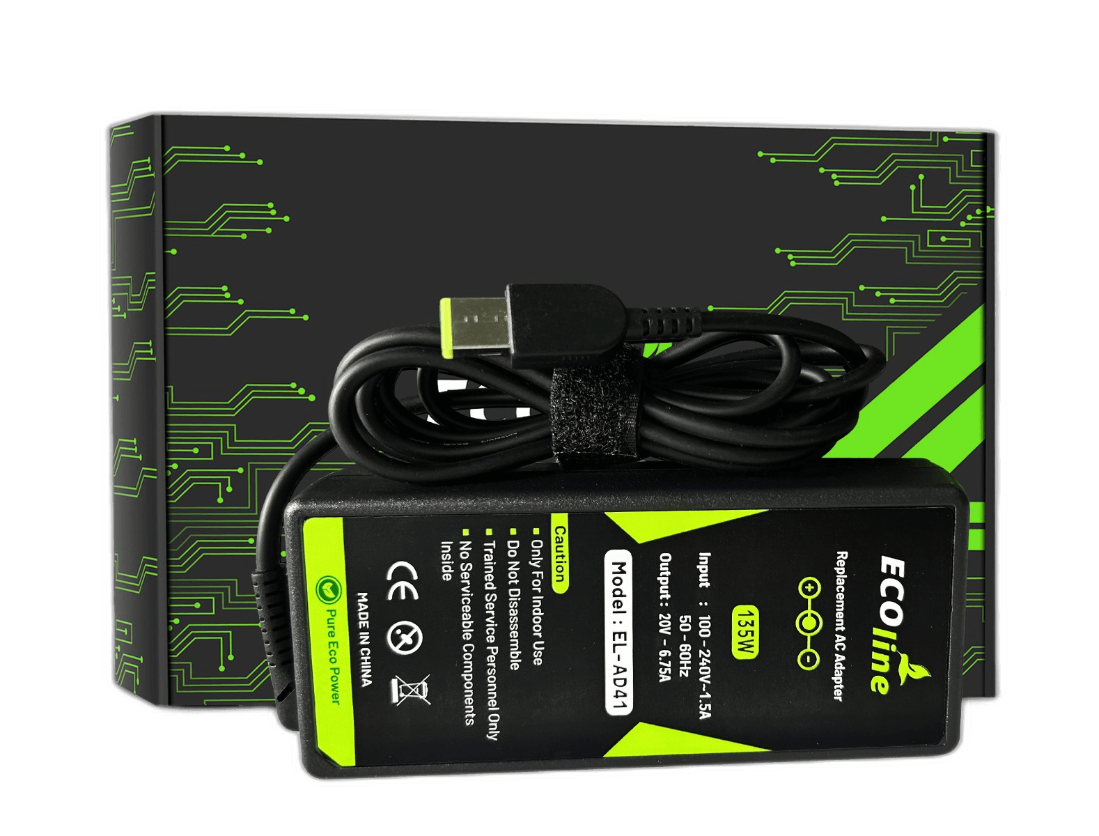 EcoLine – Ladegerät/AC-Adapter – kompatibel mit dem Lenovo IdeaPad Gaming L340-15 L340-17 15ARH05 15IMH05 Legion Y520 Y530 – 20 V, 6,75 A, 135 W