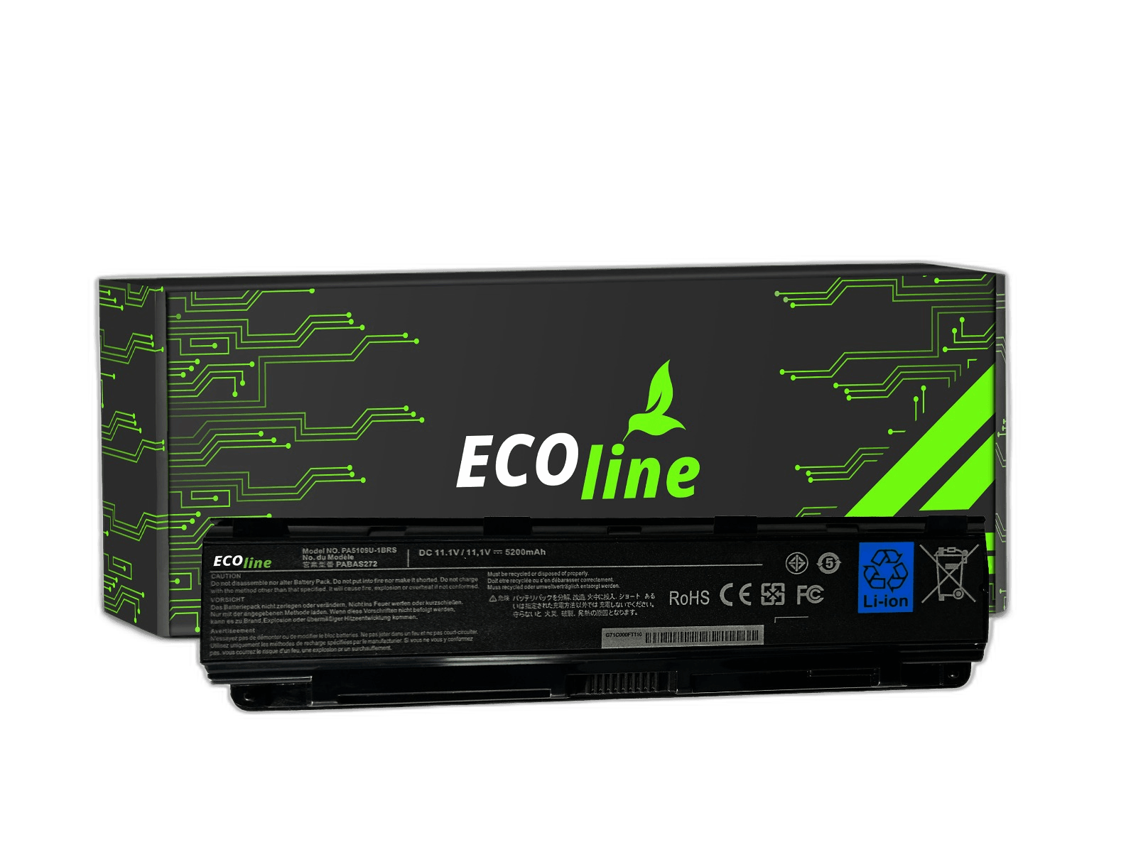 EcoLine - PA5109U-1BRS Batterie compatible avec Toshiba Satellite C850 C855 C870 L850 L855 PA5109U-1BRS / 11,1 V 5200 mAh