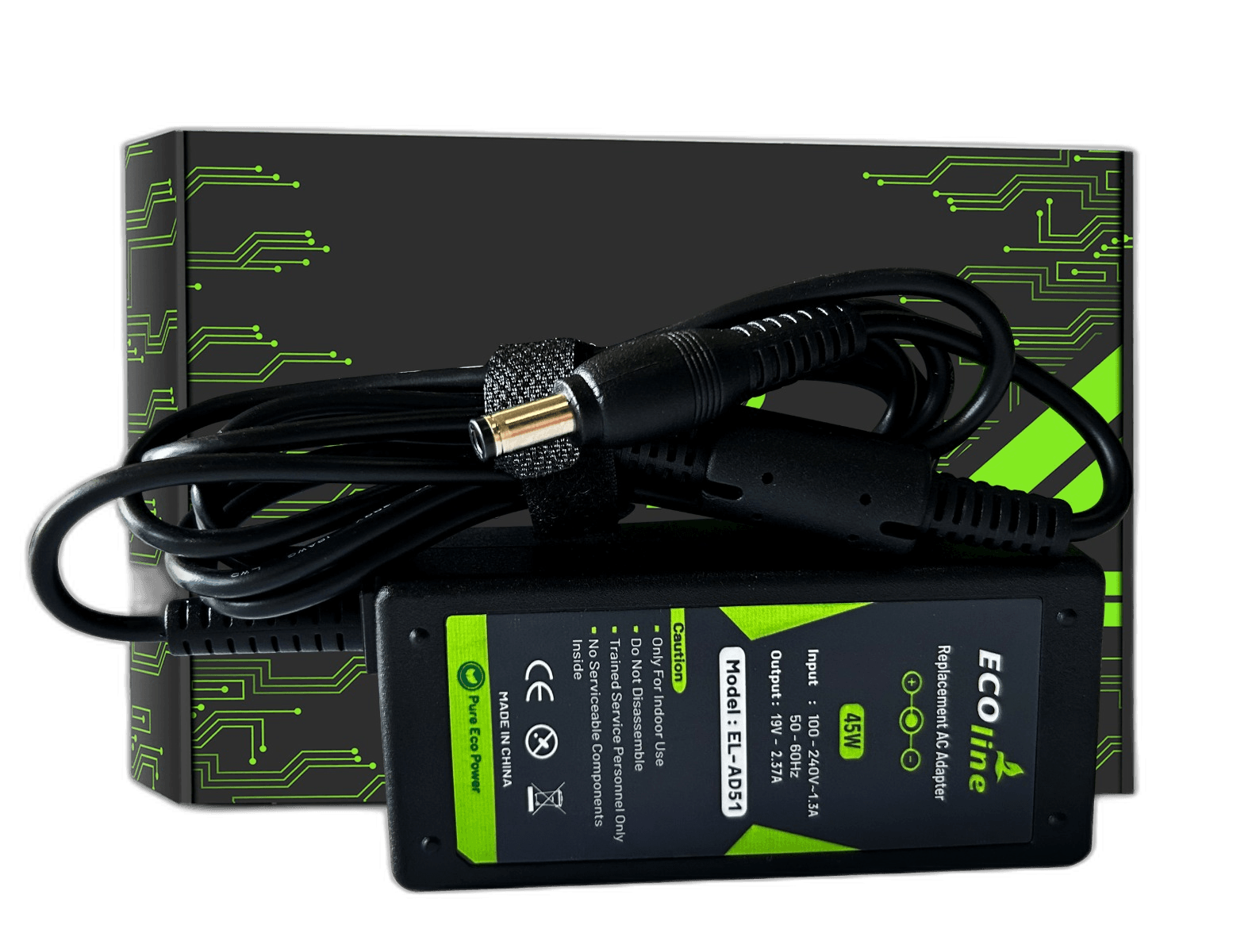 EcoLine – Ladegerät/AC-Adapter – kompatibel mit Toshiba Satellite C50D C75D C670D C870D U940 U945 Portege Z830 Z930 – 19 V, 2,37 A, 45 W