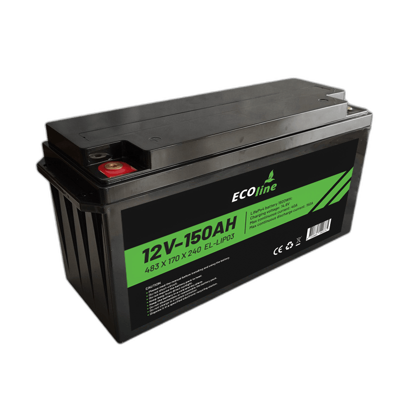 EcoLine - LifePo4 12V 150AH - 150000mAh Lithiumbatterie - 483 x 170 x 240 - Deep Cycle Batterie + Bluetooth